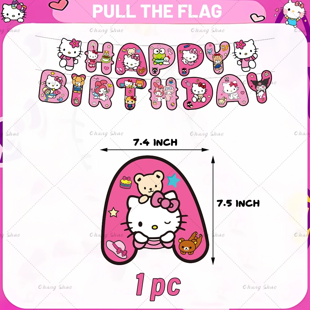 thumbnail image 1 of Hello Kitty, decoraciones para fiestas de cumpleaños, conjunto de globos de papel de aluminio para gatos de dibujos animados, regalos para niñas, suministros para Baby Shower, 1 of 5