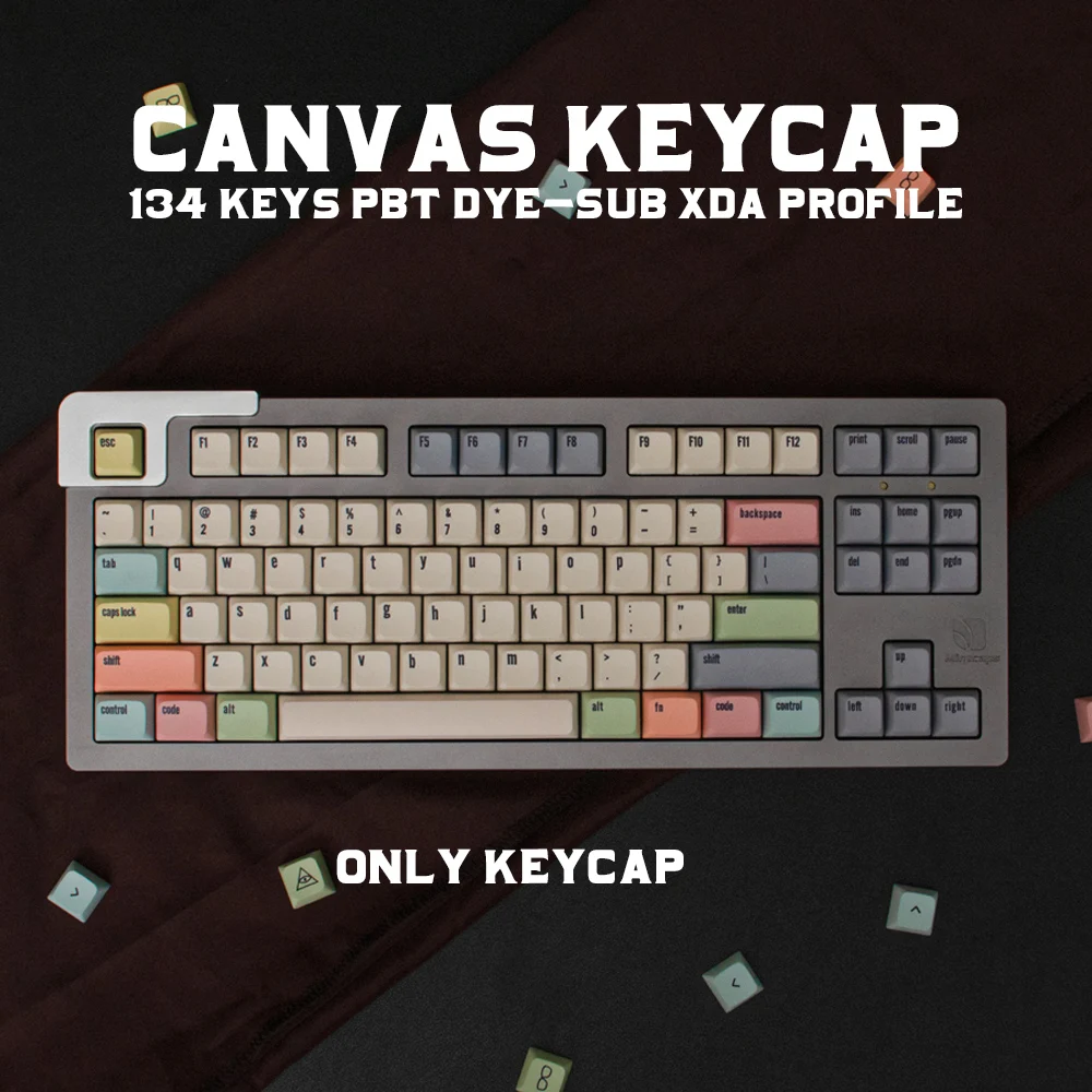 

GMK Canvas 133 Keys XDA Profile PBT Keycaps DYE-SUB English Custom Personality Keycaps For Mechanical Keyboard 61/64/84 ZZZ