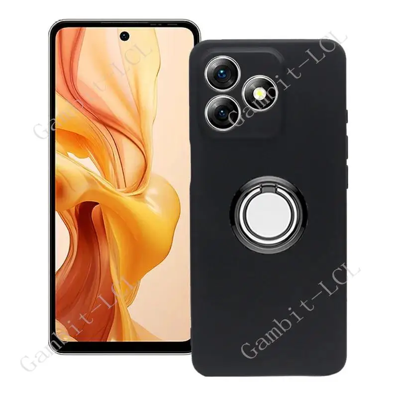 Enhanced Shockproof Silicone TPU Phone Case with Back Ring Holder Bracket - Soft, Durable, and Original Design