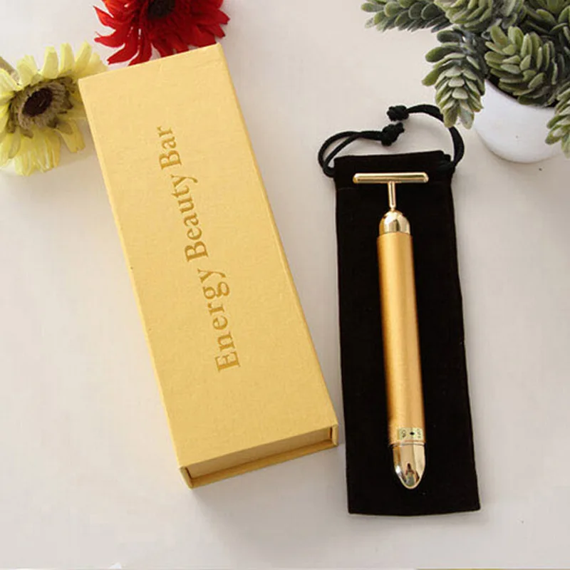 Beauty Stick 24k Gold Face Lift Bar Skin Tightening Energy Beauty Stick Vibrating Facial Massager Electric Instrument