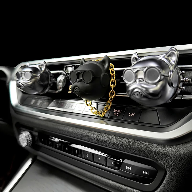 

Cool Bulldog Car Air Freshener Interior Accessories Fragrance Clip Outlet Aromatherapy Diffuser Auto Ornament Korean Style