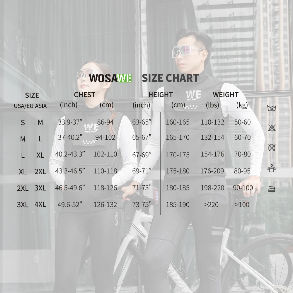 WOSAWE 남성용 3+2 포켓 방풍 경량 속건 사이클링 슬리브리스 재킷 MTB 자전거 저지 의류 반사 조끼