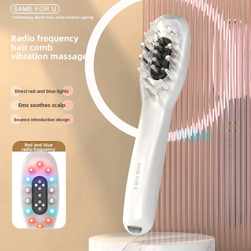 New Microcurrent Electric Scalp Head Massage Comb EMS For Hair Growth LED Light Therapy Micro-current Vibration Massage Brush