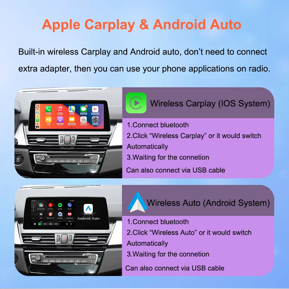 Monitor Multimedia para Auto Bonroad de 10.25 Pulgadas con Linux, Carplay y Android para BMW Serie 2 F22 F45 MPV 2013-2017 Sistema NBT, Radio con Airplay 6