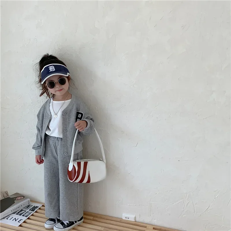Spring and Autumn New Women's Treasure Foreigner Sweater Jacket Cardigan Flare Pants Girls' Set