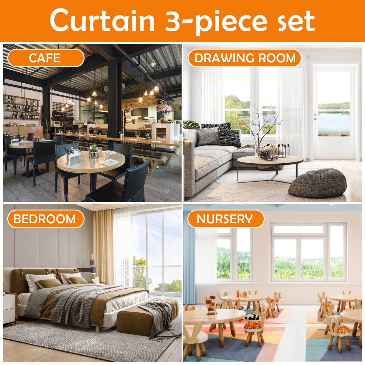 3Pc Curtains With Valance and Washable Tier Sunflower Curtain Set with Light Filtering Polyester Curtains for Home Kitchen Decor