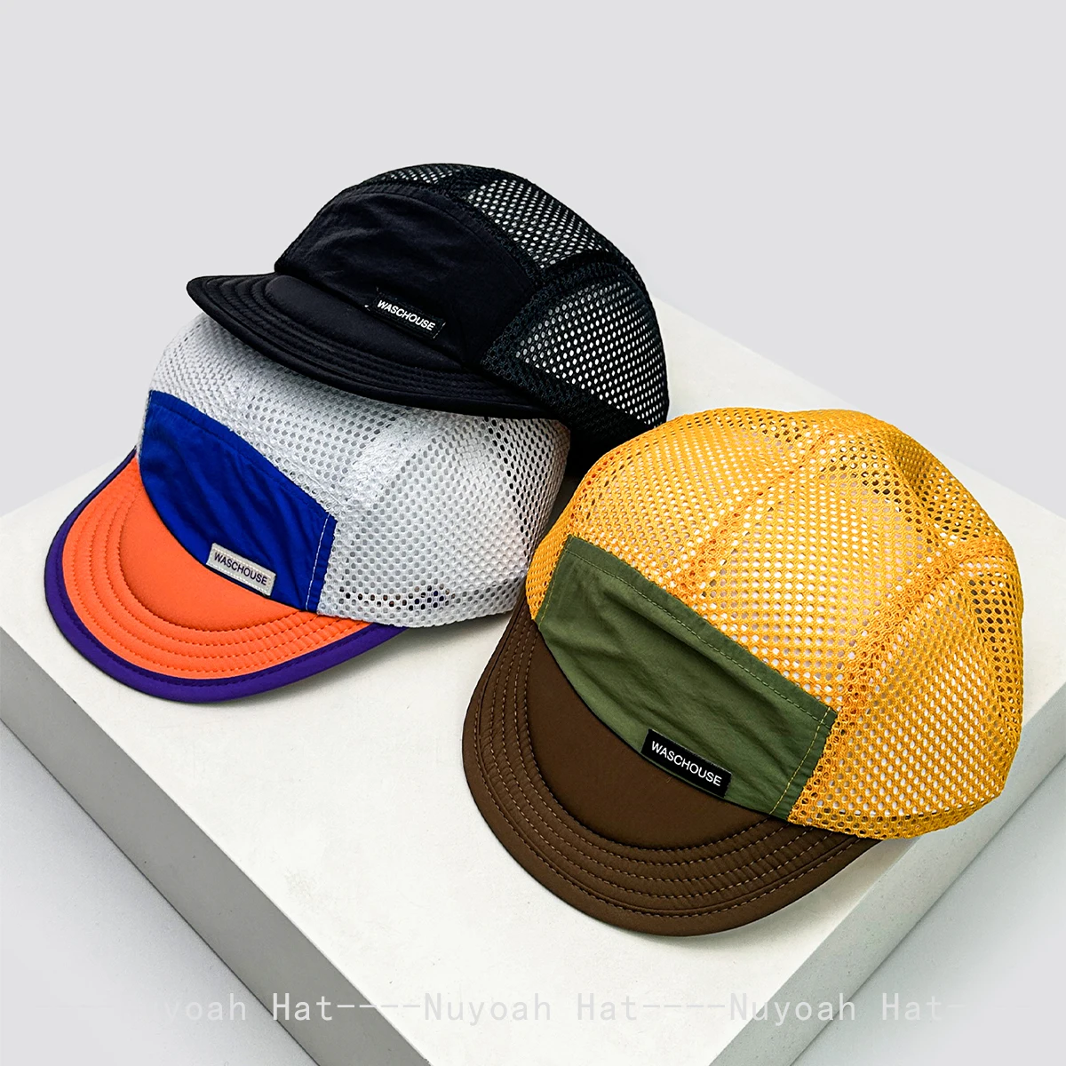 Casquette mesh lettre simple unisexe ombrage séchage rapide respirante petite visière mode extérieur pêche