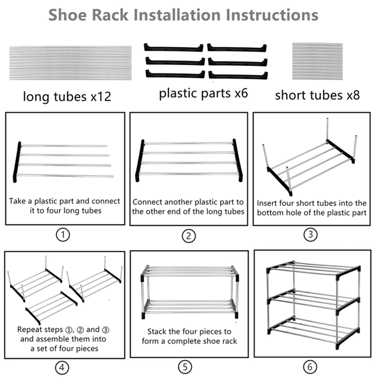 Stackable Small Shoe Rack, Entryway, Hallway and Closet Space Saving Storage and Organization (4-Tier, Black) 5