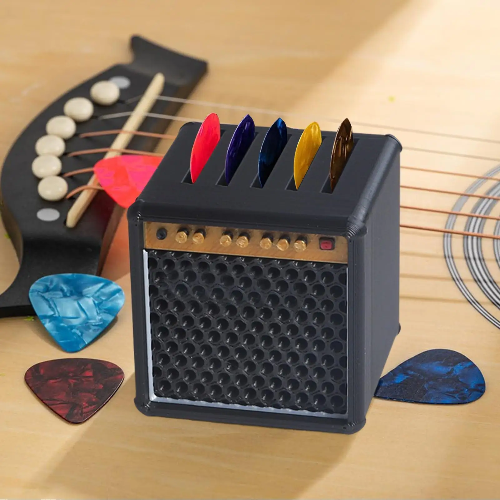 Guitar Pick Case Amp Speaker Guitar Pick Holder Portable Large-Capacity 3D Printed Box Case For Musicians Bass Players Birthday