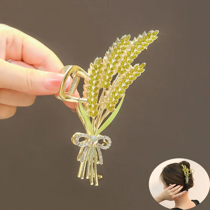 New sweet Fashion Gold Wheat Hair Claws Elegant Alloy Hair Clips Ponytail Claw Clip WOMAN HAIR CLIP ACCESSORI FOR GIRL Styling