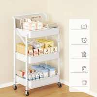 Foldable Storage Rack, Kitchen Small Cart, Portable with Rollers, Movable Bedroom Miscellaneous Sorting and Storage Rack 5