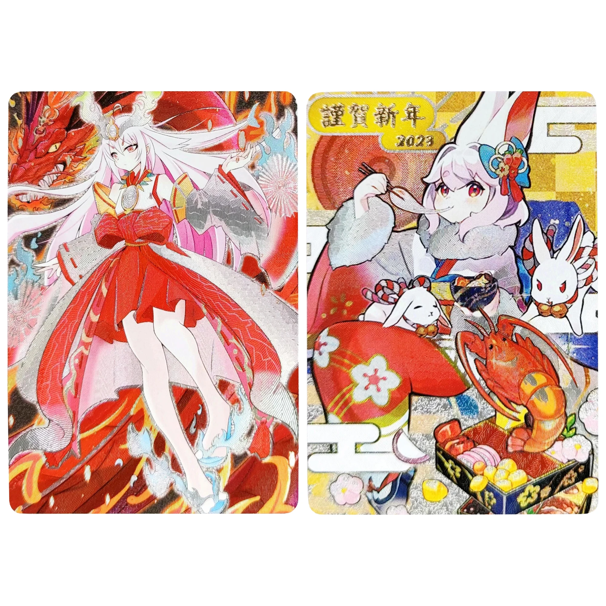 

2 шт. аниме девочки грубые флэш-карты Yu-Gi-Oh курикара дивин карнат Кролик Девочка Аниме Коллекция игр одиночные карты Подарочные игрушки