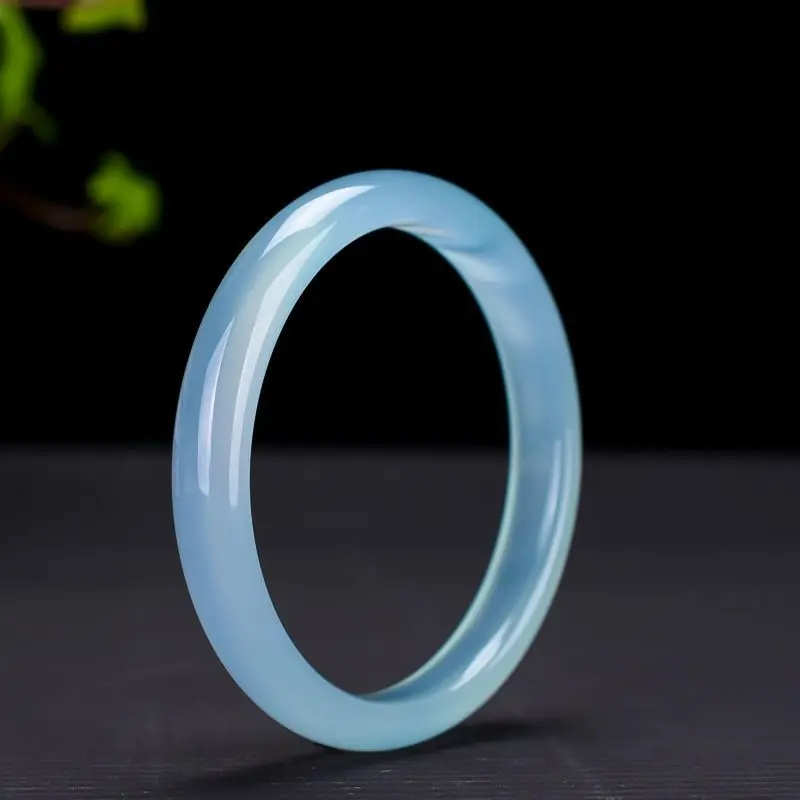 

Ледяной Голубой Узкий браслет из агата, Женский античный Универсальный мраморный браслет