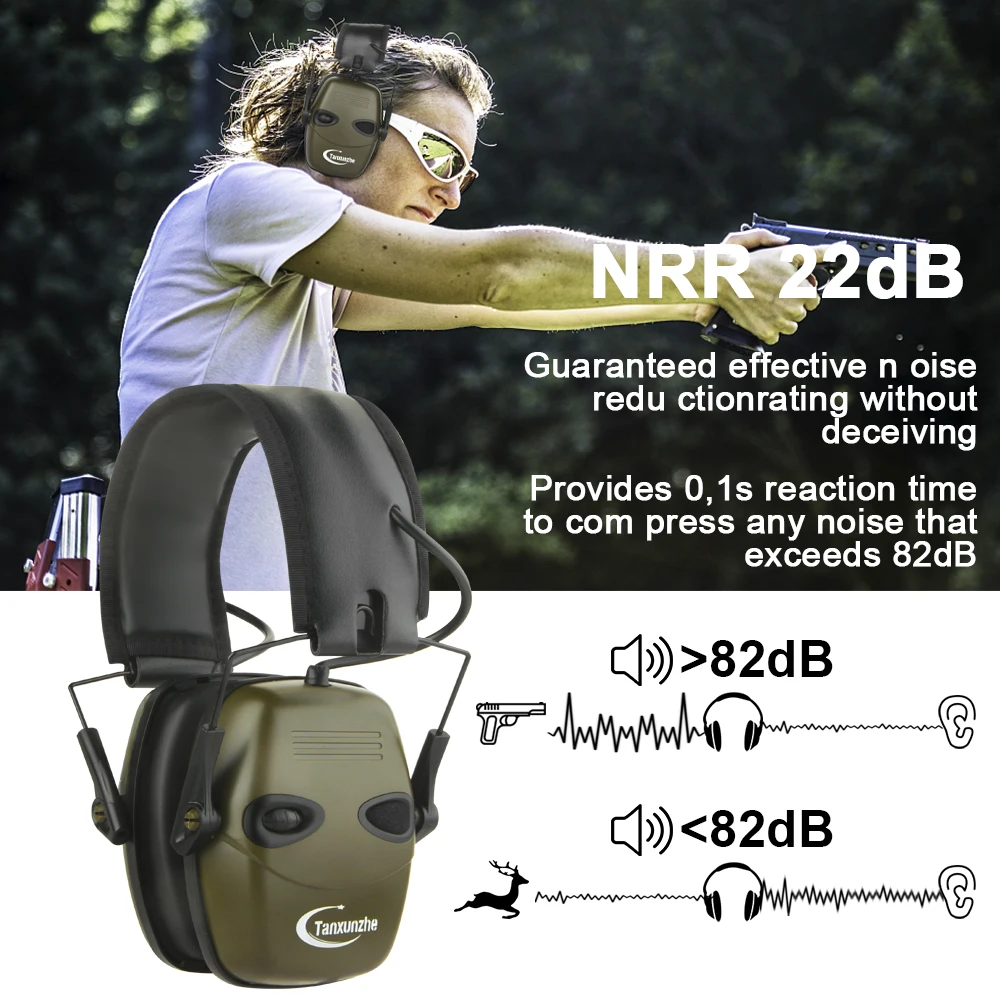 Tactical Electronic Shooting Earmuffs Outdoor Hunting Sound Pickup Noise Reduction Impact Hearing Protection Helmet