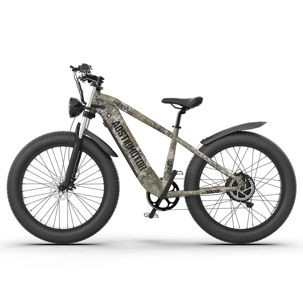 26 inch Fat Tire Mountain Dirt Electric Bicycle 1000W 52V 20Ah Suspension Ebike maximum speed 50KM/H with Hydraulic brake