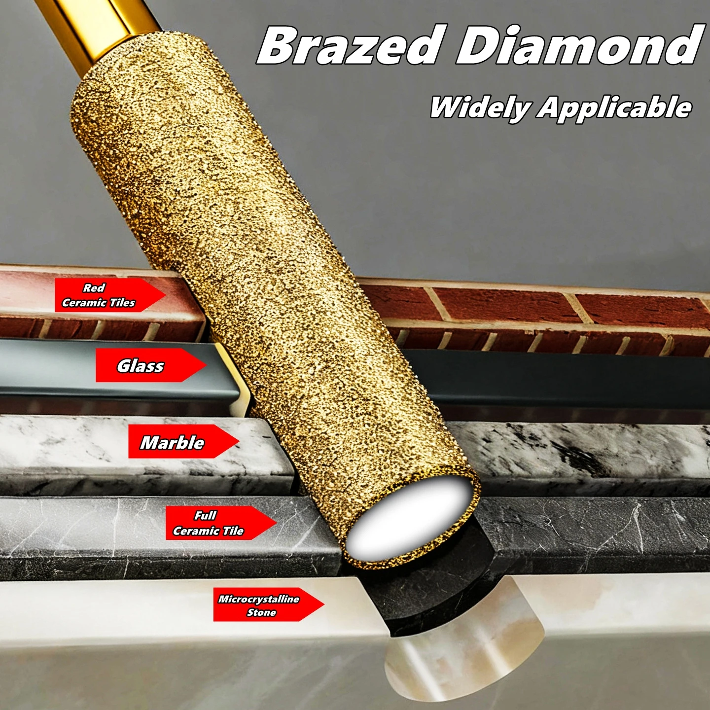 Diamond Brazed Drill Bit Set for Granite, Ceramic, Marble, Tile, and Stone