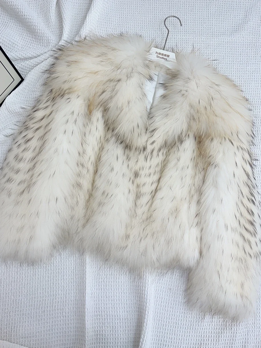 Big Lapel Fur of Raccoon Coat Female Young Winter Knitted Thick Warm Jacket for Women 2023 Fashion Casual Slim Women's Clothes