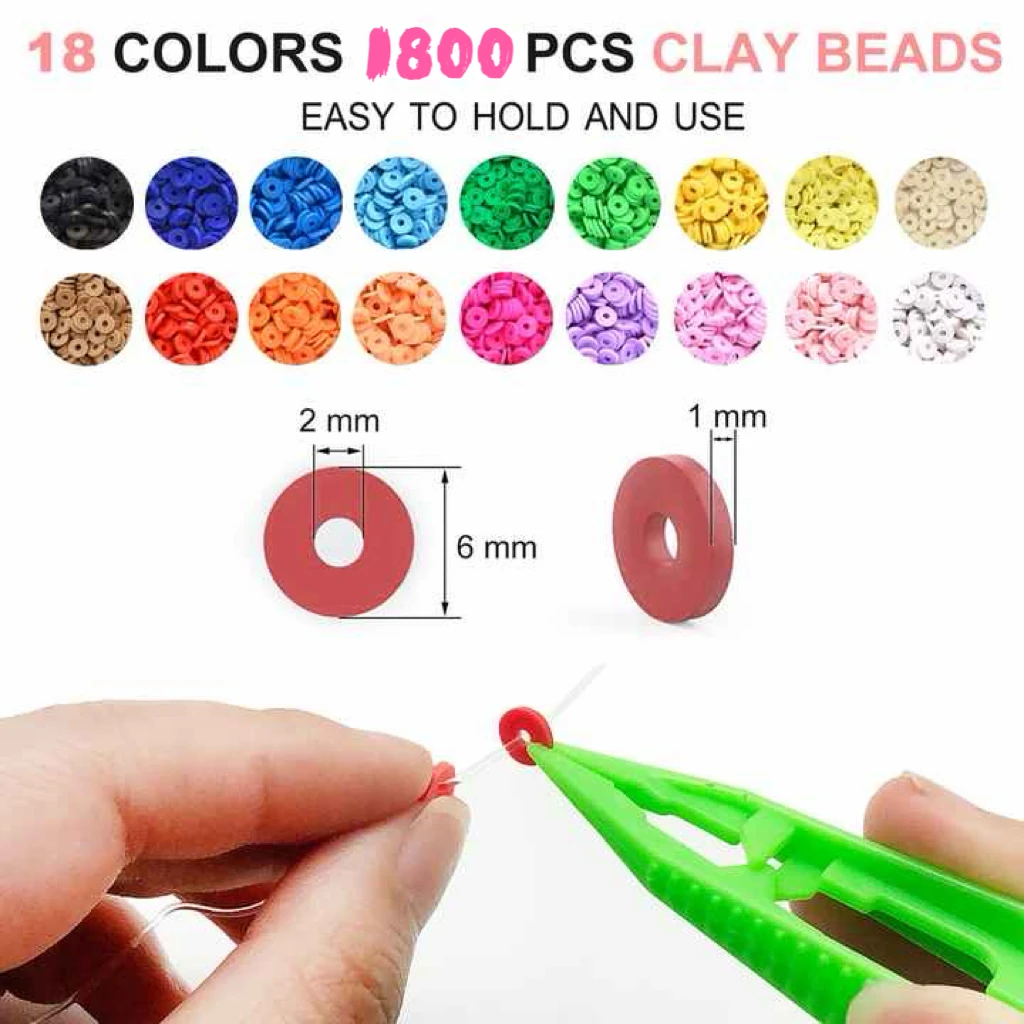 DIY Clay Beads Bracelet Making Kit Seed Beads Kit for Friendship Jewelry Making,Polymer Heishi Beads with Charms Gifts - 4