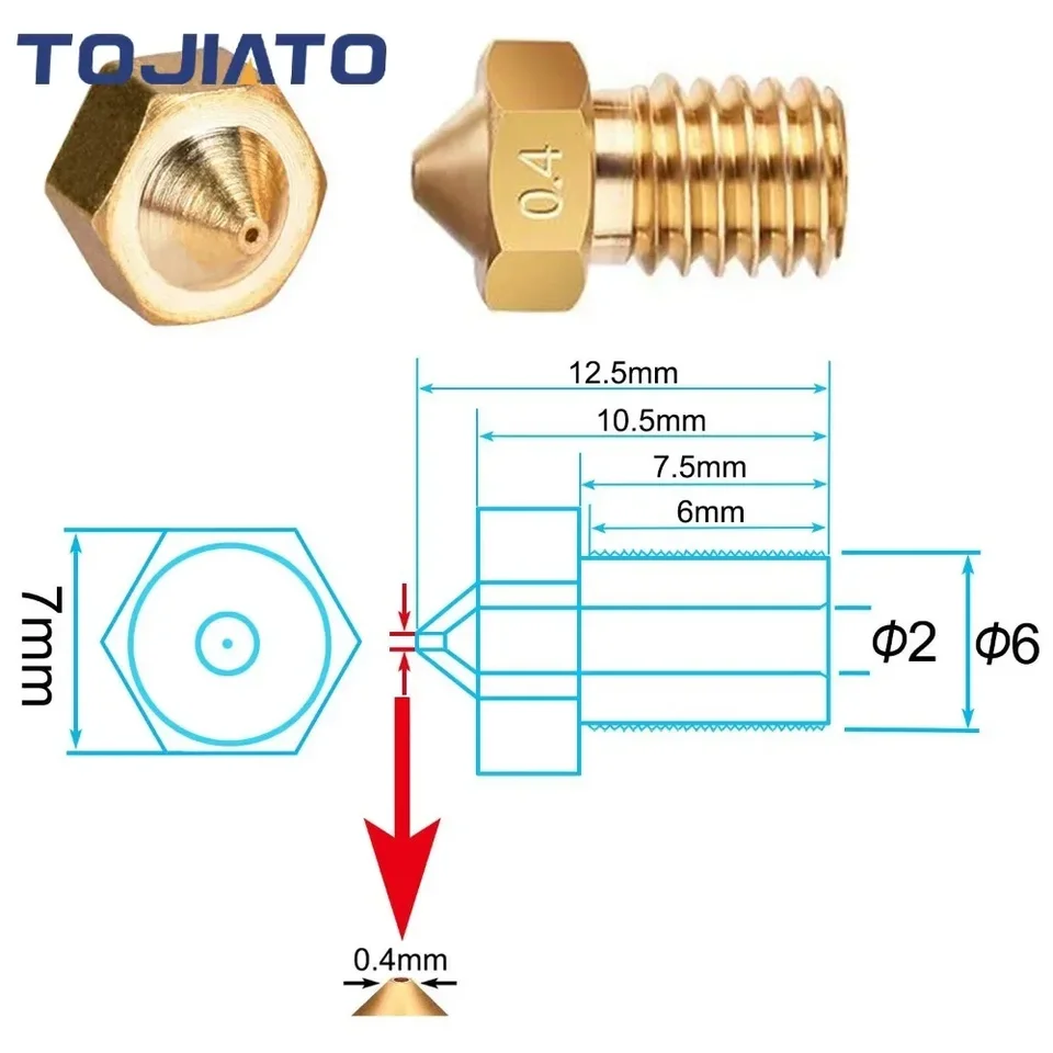 S SIENOC in ottone estrusore ugello stampa testine compatibile per stampanti 3D Makerbot di M7 MK10 1.75mm (0.2 0.3 0.4 0.5 0.6 0.8mm S SIENOC in ottone estrusore ugello stampa testine compatibile per stampanti 3D Makerbot di M7 MK10 1.75mm (0.2 0.3 0.4 0.5 0.6 0.8mm