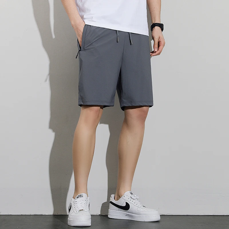 Elegant Fashion Harajuku Slim Fit Ropa Hombre Loose Casual Shorts All Match Sports Shorts Solid Pockets Straight Leg Shorts