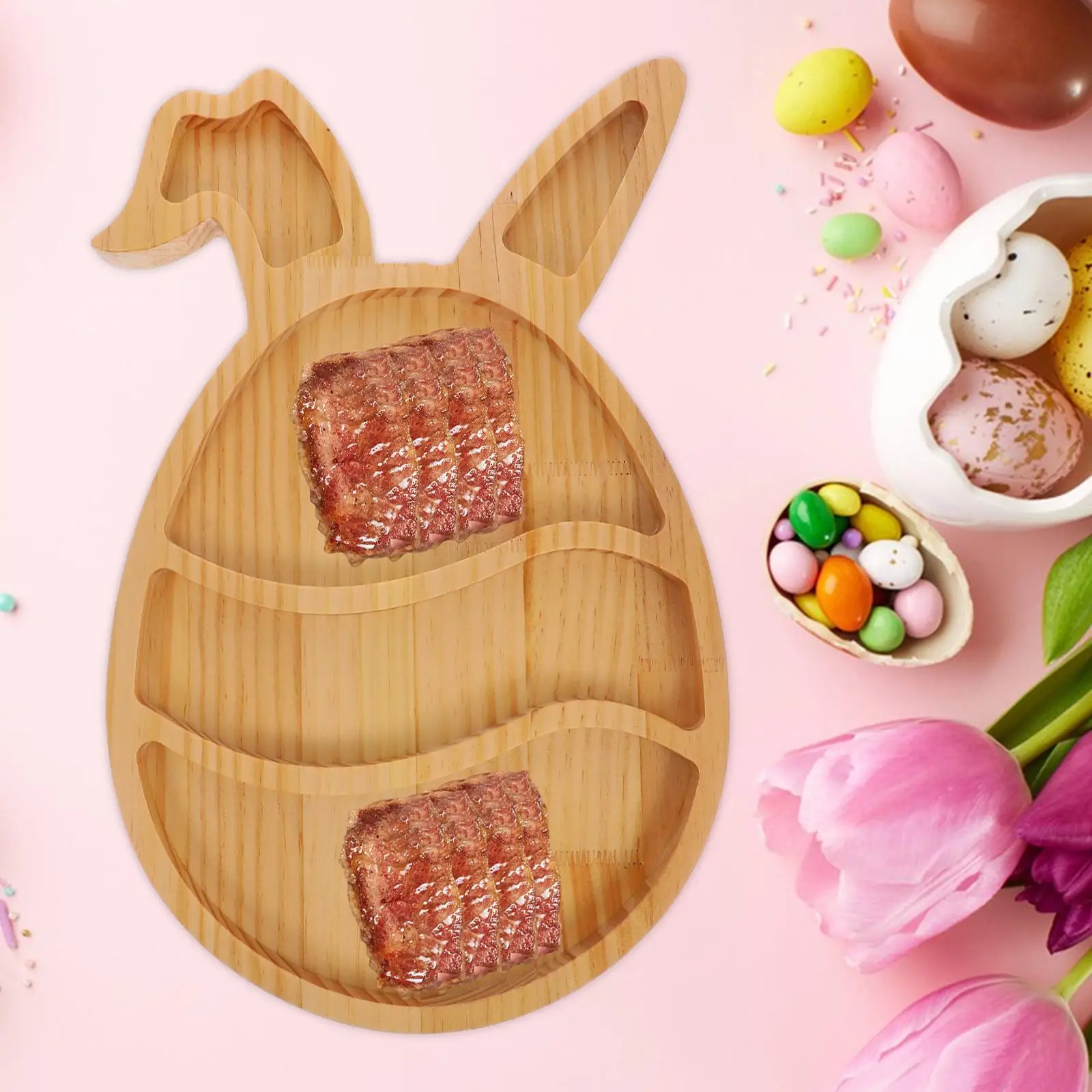 Rabbit Tray Easter Plate Wooden Bunny Candy Dish Serving Dishes Cookie Egg Platter Shape Platters 4