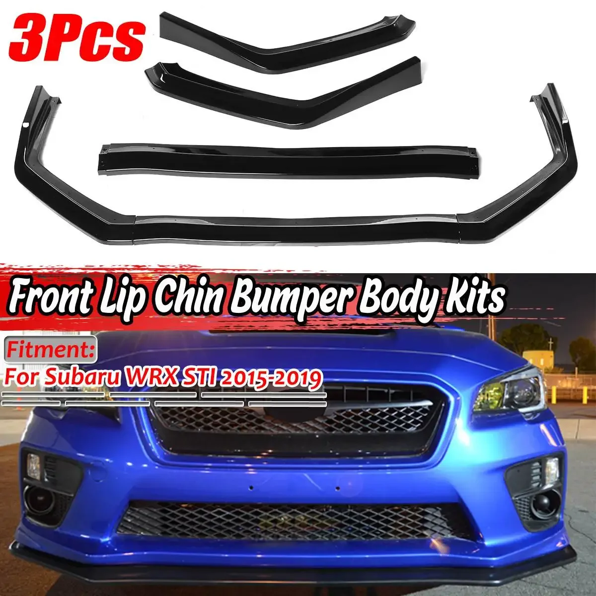 

Gloss Black Front Bumper Lip Chin Bumper Body Kits Splitter Diffuser Protector Cover Deflector Lips For Subaru WRX STI 2015-2019