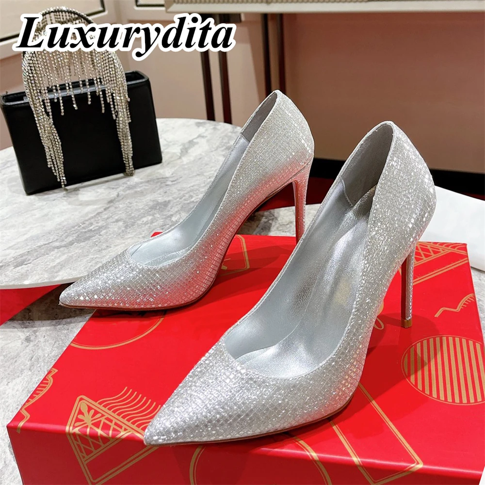 

Top Quality Women Sandal Luxury 10cm 12cm High Heels Designer Customize Red Heel Socialite Dinner Mules Flat shoes H183