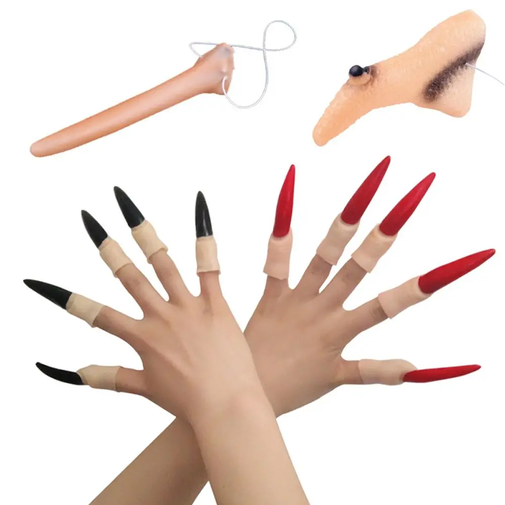 Funny Terrible Rubber Witch Nails Witch Nose Halloween Prop Toys for Women Men Halloween Supplies halloween prop toys