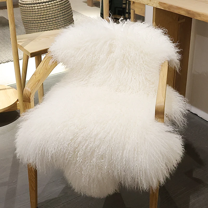 

Luxury Mongolian Fur Sheepskin Thickened Wool Rug Hong Hair Sofa Bed Fluffy Soft Carpet Balcony Bay Window Cushion Home Decor