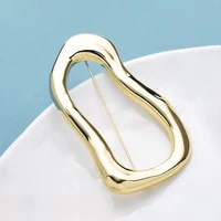 Wuli&baby Stainless Steel Big Circle Brooches Pins For Women Men 2-color All-match Geometric Brooch Gifts 5