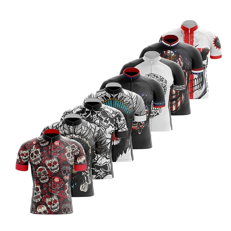 Camiseta de Ciclismo con calavera para hombre, Ropa de equipo de Ciclismo de montaña y carretera, uniforme de secado rápido, Verano