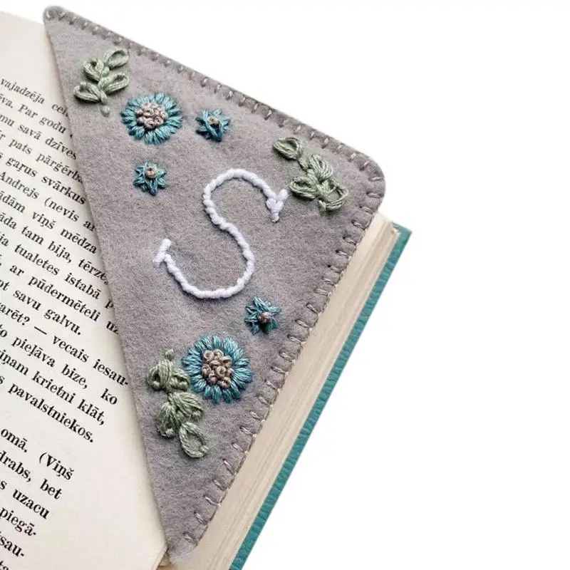 

Felt Bookmark Felt Triangle Bookmarks Hand Embroidered Corner Bookmark Corner Page Marker Bookmark Gift For Readers