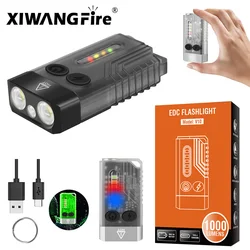 V10 EDC Keychain LED Fluorescence Flashlight Type-C Rechargeable Torch Work Light Magnet Buzzer 365nm UV Lantern 1000LM