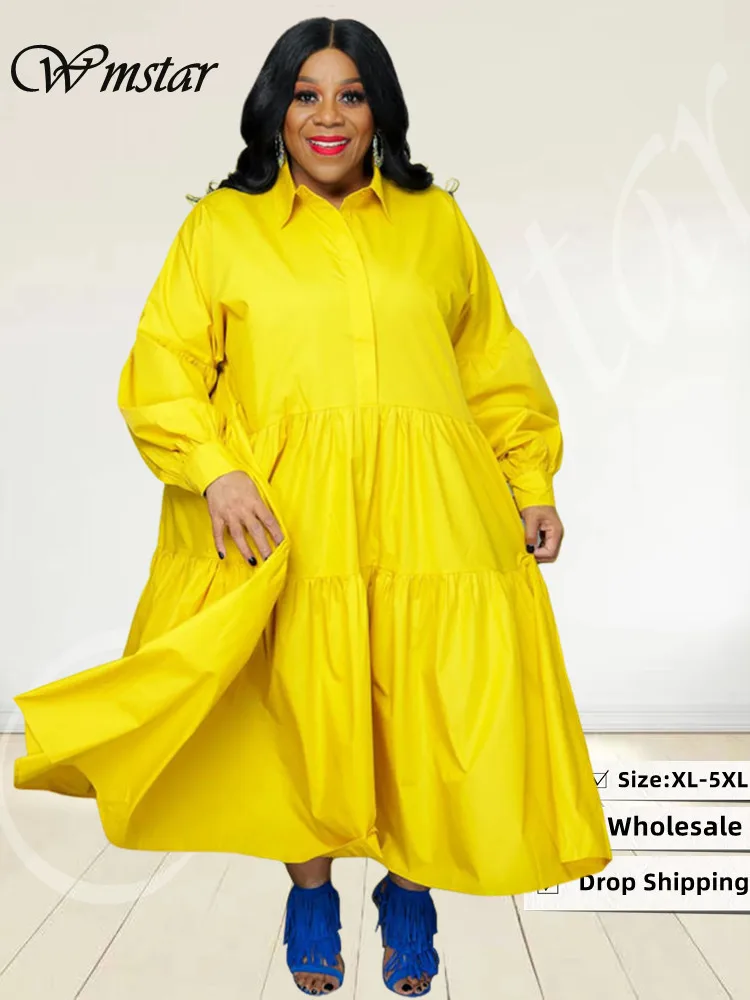 Wmstar Plus Size Shirt Dresses For Women Clothing Casual Loose Big Swing  Maxi Dress Fashion Streetwear Wholesale Drop Shipping - Plus Size Dresses -  AliExpress