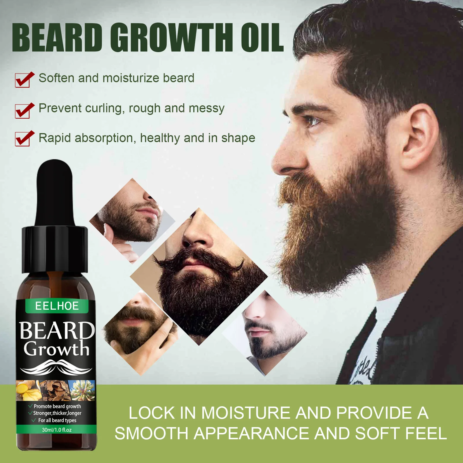 Fast Beard Growth Spray for Men Nourishing & Moisturizing Beard Enhancer Oil Promotes Mustache Growth Comprehensive Care for hair treatment