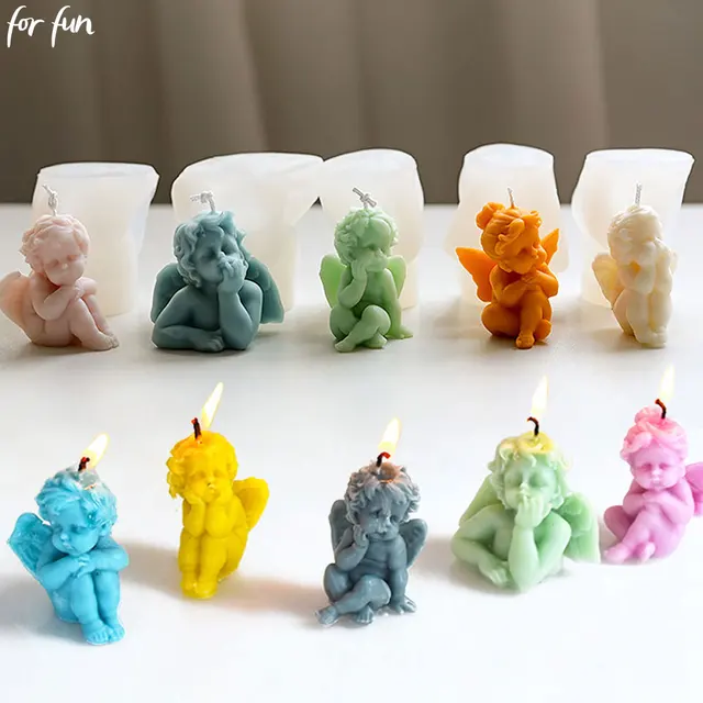 For fun Angel Scented Candle Silicone Mold Winged Angel Cake Ornament Mold Angel Handmade Soap Candle Making Resin Mold
