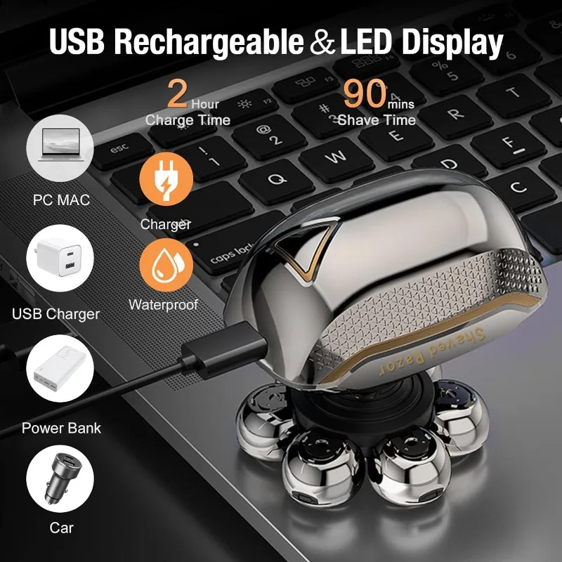 7D Head Shavers for Men 5 in 1 Electric Mens Head Shaver for Bald Men Wet & Dry Waterproof Bald Head Shaver Electric Shavers Men 3