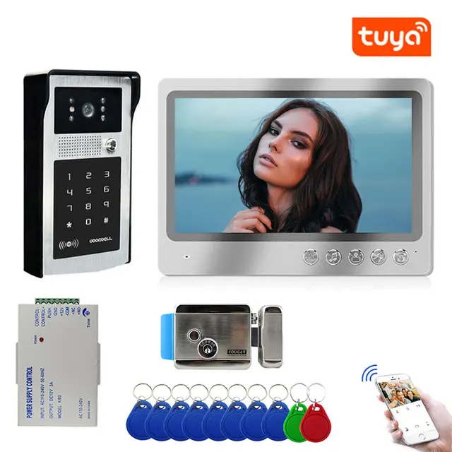 Reis Vlekkeloos regisseur Nieuwe Tuya 9 Inch Scherm Wifi Video Deur Deurbel Systeem Met Rfid Deurbel  Hd Camera Telefoon App Unlock + Elektrische controle Deurslot - AliExpress