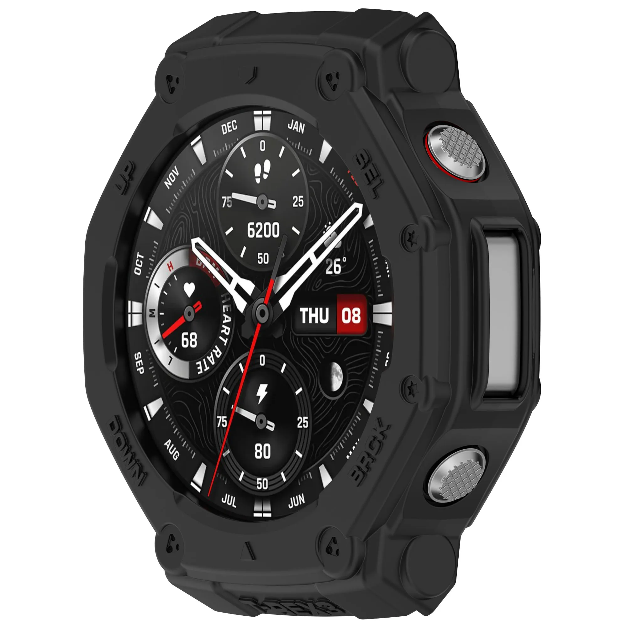 Enhanced Soft TPU Protector Case with Toughened Glass for Smartwatch - Durable Hollow Protection Shell Frame