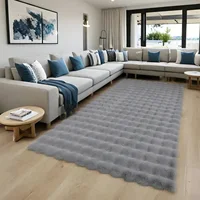 Faux Rabbit Fur Carpet Living Room Fluffy Soft Area Rug Rectangle Fuzzy Bedroom Machine Washable Shaggy Nursery 3d Bubble Rug 2