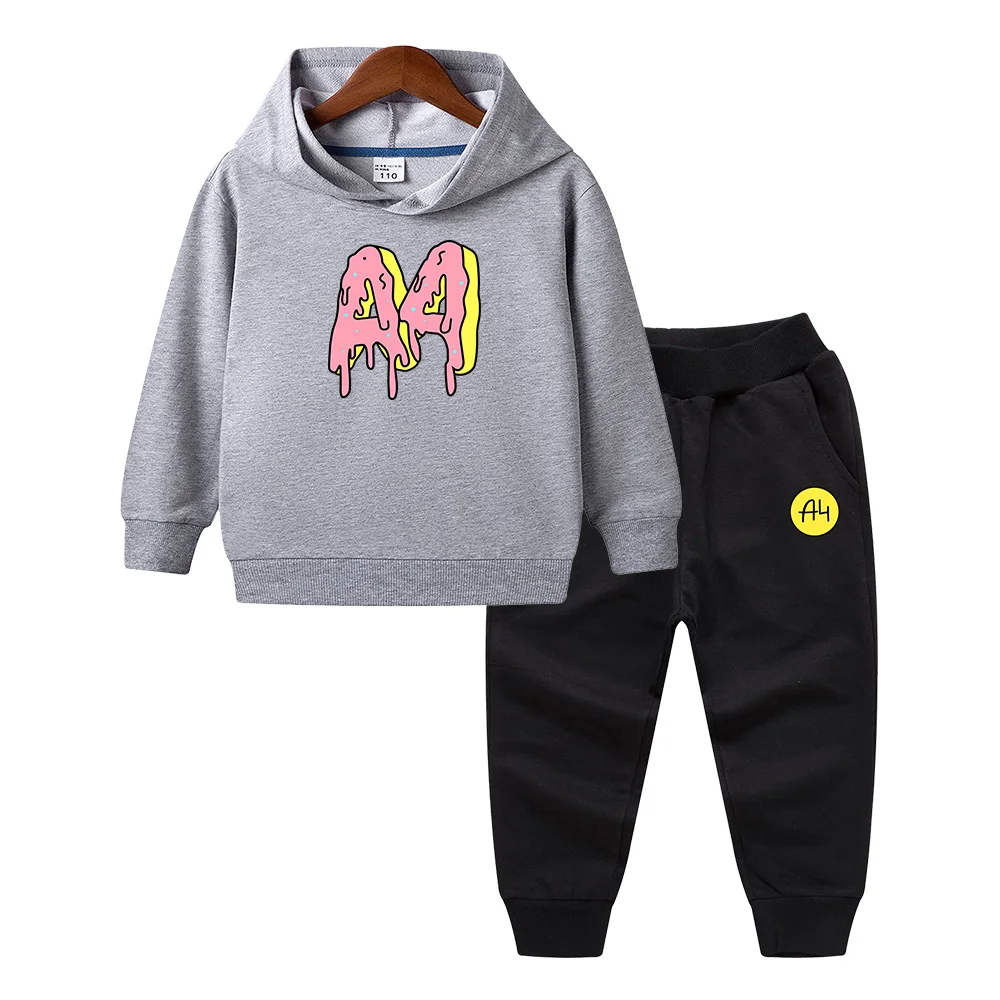 Summer A4 Merch Child felpa con cappuccio pantaloni Suit a4 Donuts print Boy Girl felpa top Merch A4 abbigliamento Casual per bambini di qualità