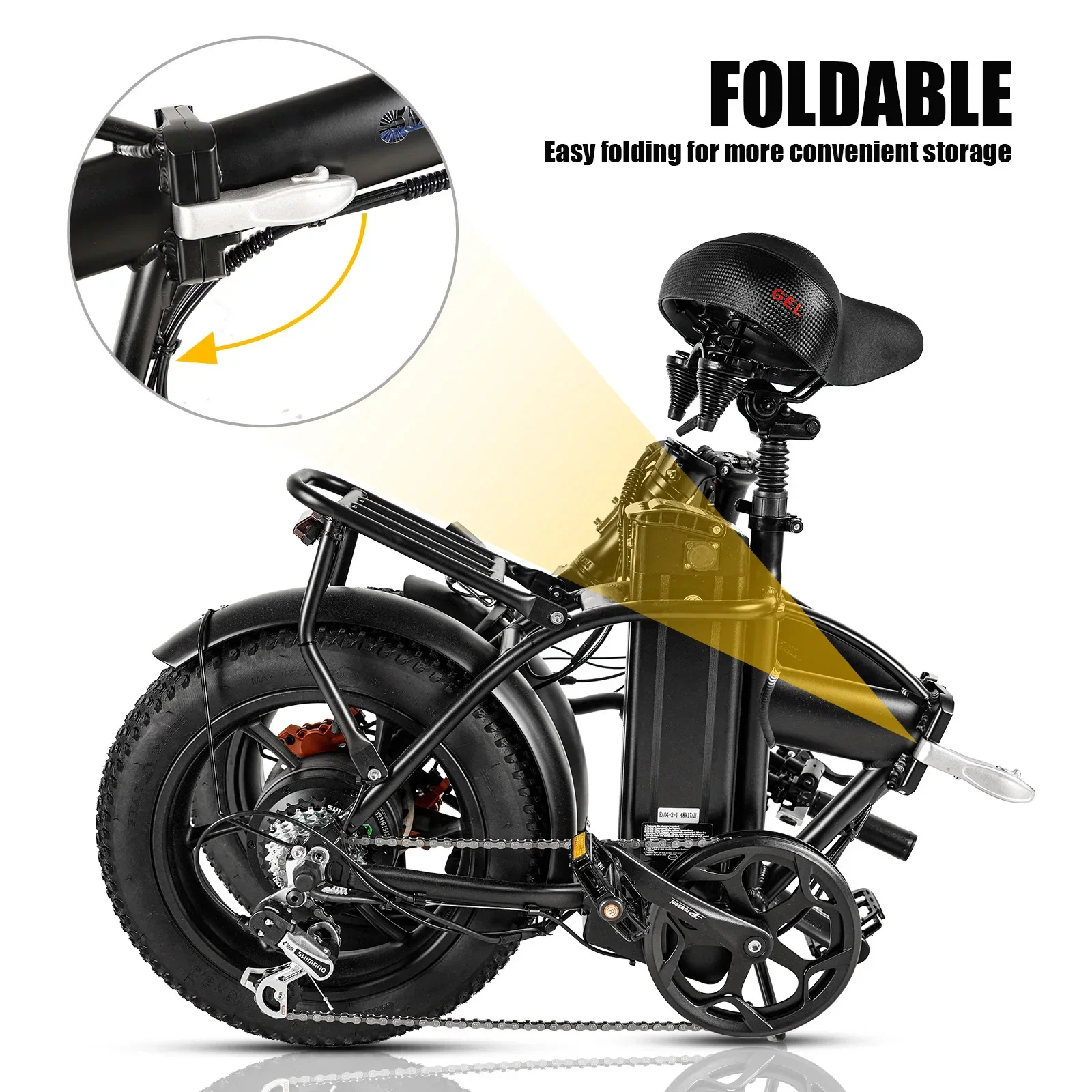 CMACEWHEEL AC16 Electric Bicycle Wide Tire Electric Bicycle Foldable 48V/18Ah Electric Bicycle Suitable for City Commuting Sc3eea382a60947af887833dbba692605t