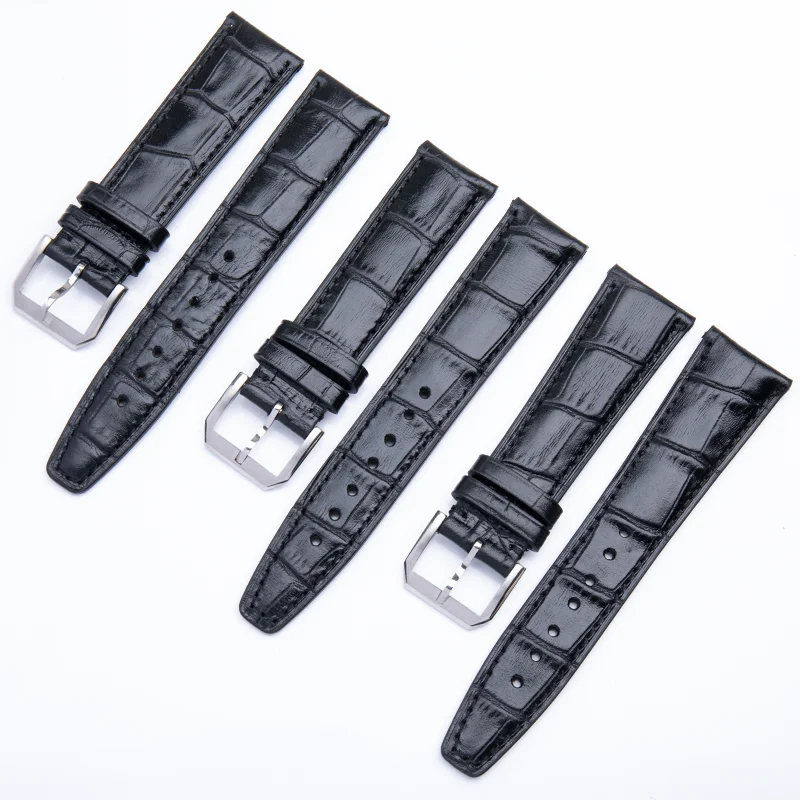 SCHIK 20/21/22mm Soft Cowhide Leather Watchband Flat End Belt Fit For IWC Strap Pilot'S Watches Portofino Portugieser Belt