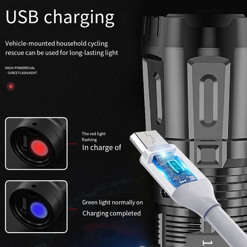 울트라 브라이트 미니 LED 손전등, USB 충전식 램프, 휴대용 방수 토치, 랜턴, 야외 캠핑 하이킹 손전등 3