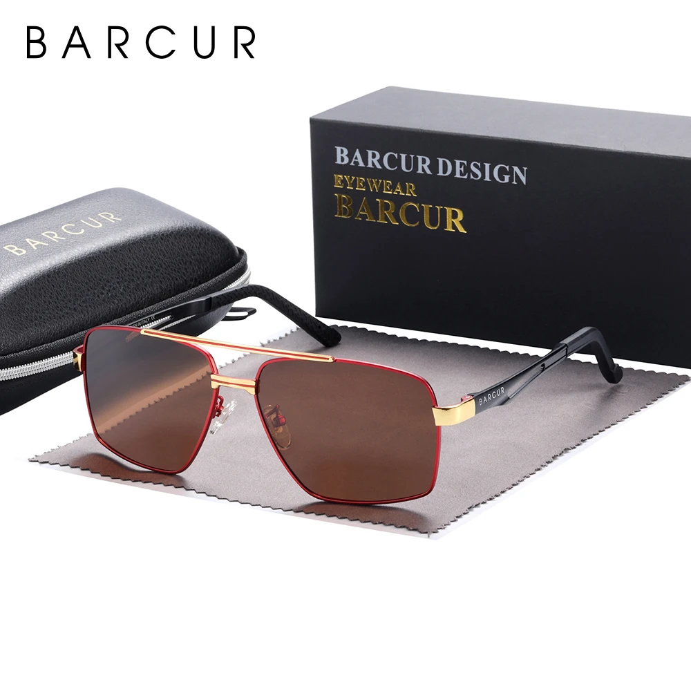 Barcur pilot stil metall rahmen marke sonnenbrille männer hd polarisiert frauen schattierungen fahren sonnenbrille spiegel uv400 – Detail 4