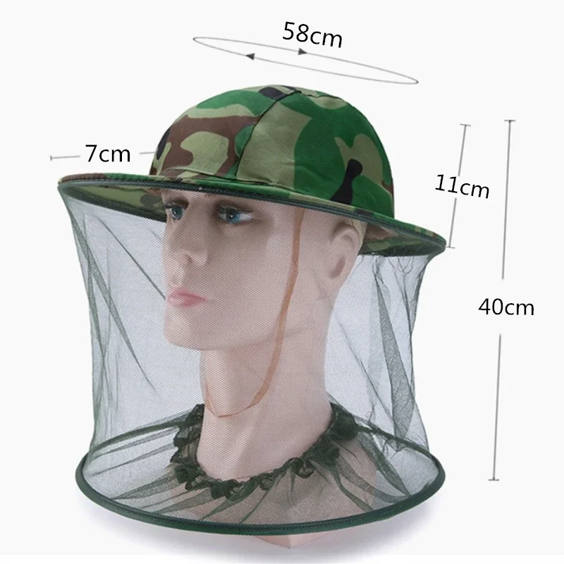 Description Picture 3 of itemMen Women Long Camouflage Fishing Hat Anti-bee Insect Anti-mosquito Net Anti-insect Mesh Hat Cap Outdoor Hat with Sun Cover