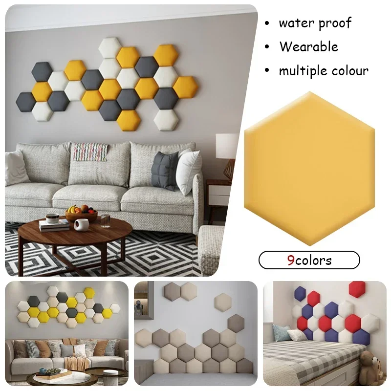 3D Nordic Kids Room Loft Hexagonal Headboard Soft Bag Wall Sticker Tatami Bed Headboard Self-adhesive Wall Background Decal