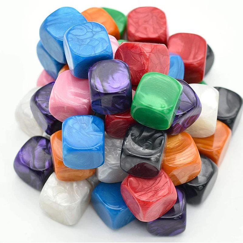 Dice Set 10pcs/set 16mm Rounded Corner Pearl Pattern Blank Glossy DIY Game Accessories game dice,dice set,acrylic dice