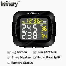 Infitary Motorcycle TPMS Tire Pressure Monitoring System F R 2 External Sensor Wireless LCD Display Moto Tyre Alarm Systems