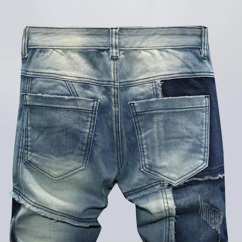 Denim Set Men Loose Denim 2Pcs Set Long Sleeve Single Breasted Jackets Full Length Pant Denim Set Spliced Denim Jacket And Jeans 5